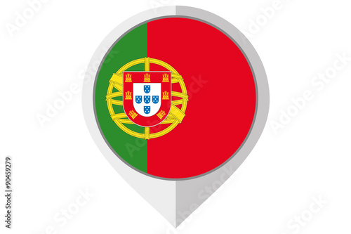 Flag Illustration inside a pointed of the country of Portugal