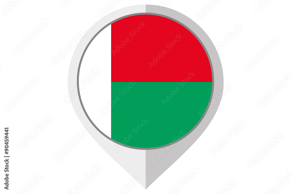 Flag Illustration inside a pointed of the country of Madagascar