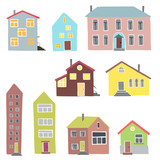 Different houses on a white background