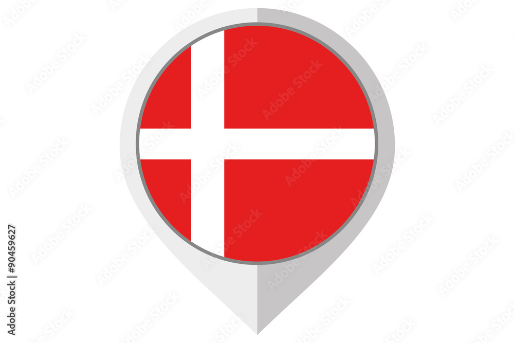 Flag Illustration inside a pointed of the country of Denmark Flag Illustration inside a pointed of the country of Denmark