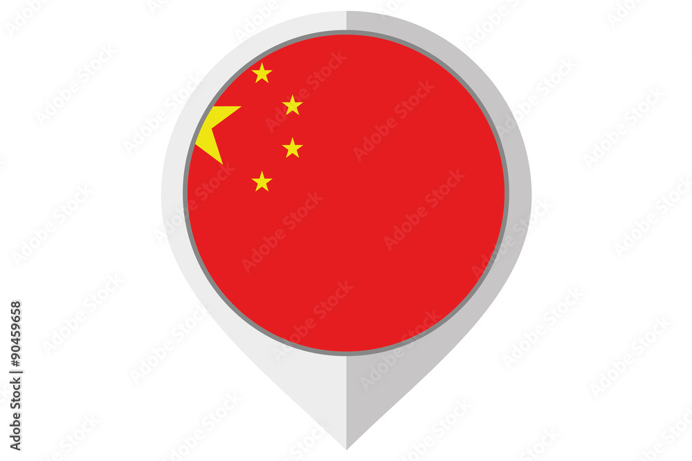 Flag Illustration inside a pointed of the country of China Flag Illustration inside a pointed of the country of China