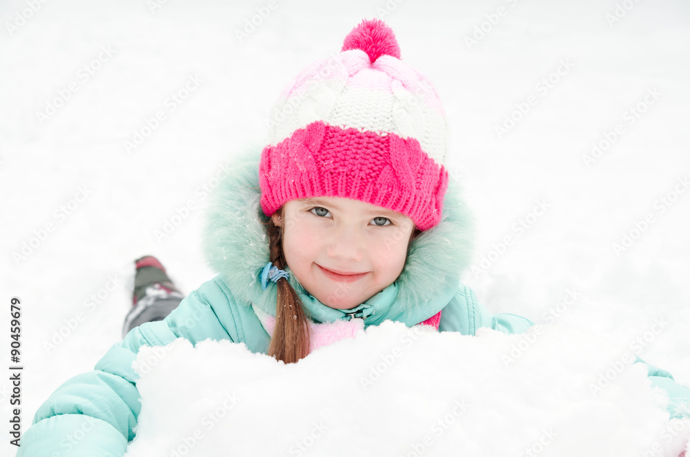 Portrait of smiling little girl in winter day Portrait of smiling little girl in winter day