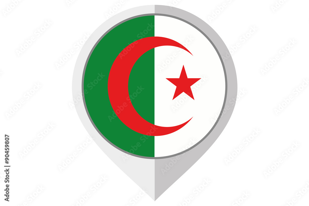 Flag Illustration inside a pointed of the country of Algeria
