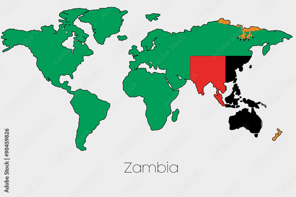 Naklejka premium Flag Illustration inside the shape of a world map of the country