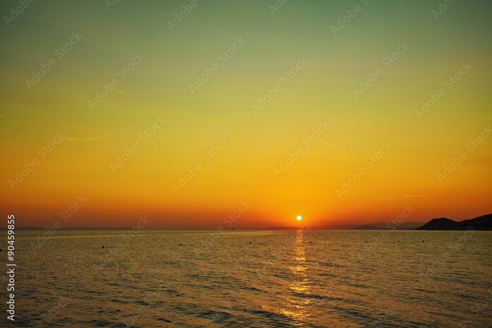 Sunset on beach / Sunset on the Adriatic. Croatia.