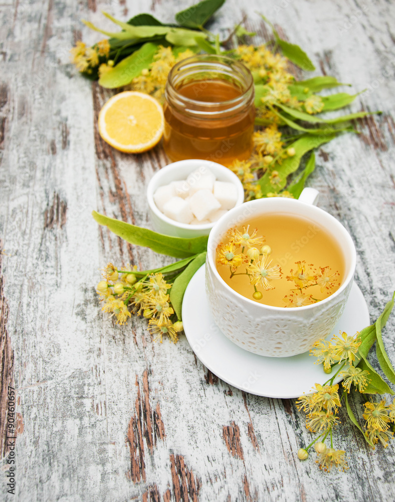 cup of herbal tea with linden flowers cup of herbal tea with linden flowers