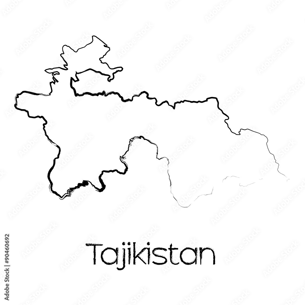 Scribbled Shape of the Country of Tajikistan