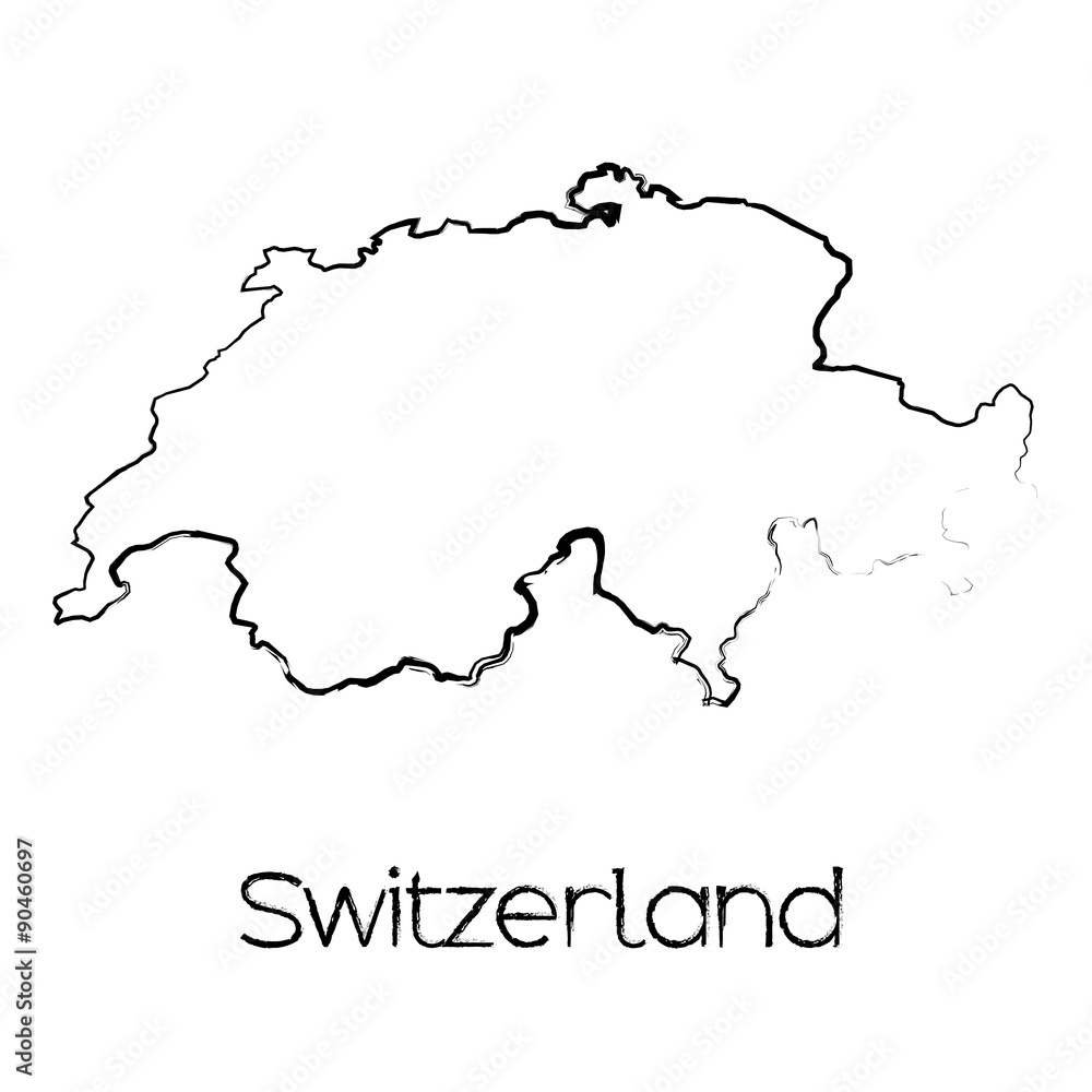 Scribbled Shape of the Country of Switzerland Scribbled Shape of the Country of Switzerland