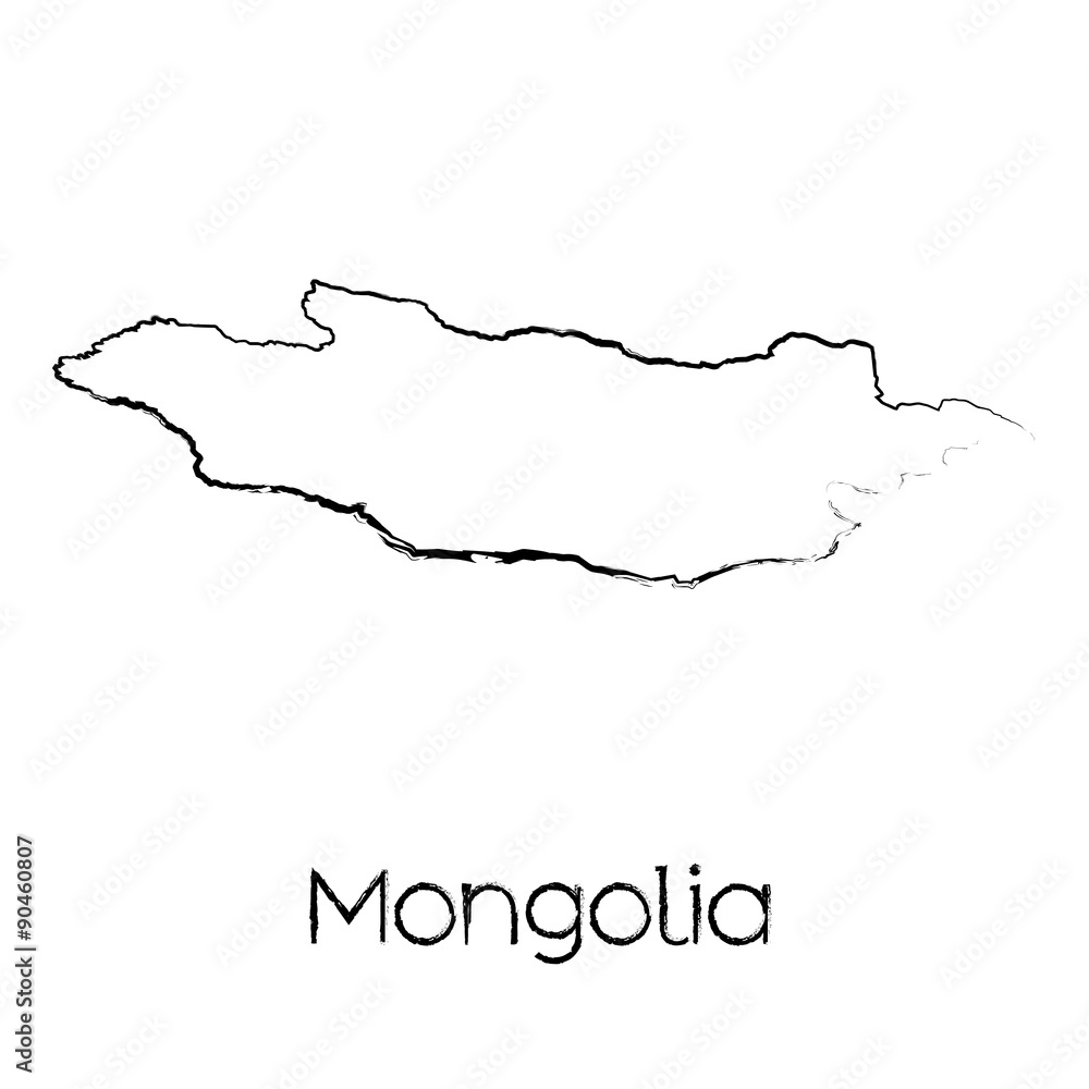 Scribbled Shape of the Country of Mongolia