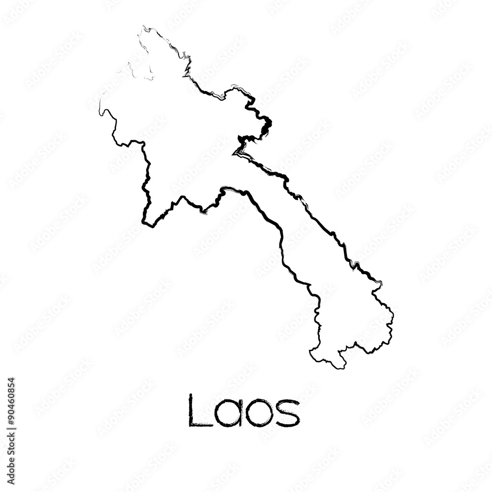 Scribbled Shape of the Country of Laos