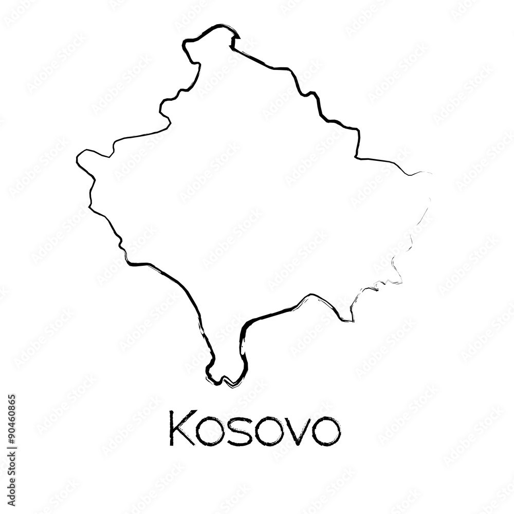 Fototapeta premium Scribbled Shape of the Country of Kosovo