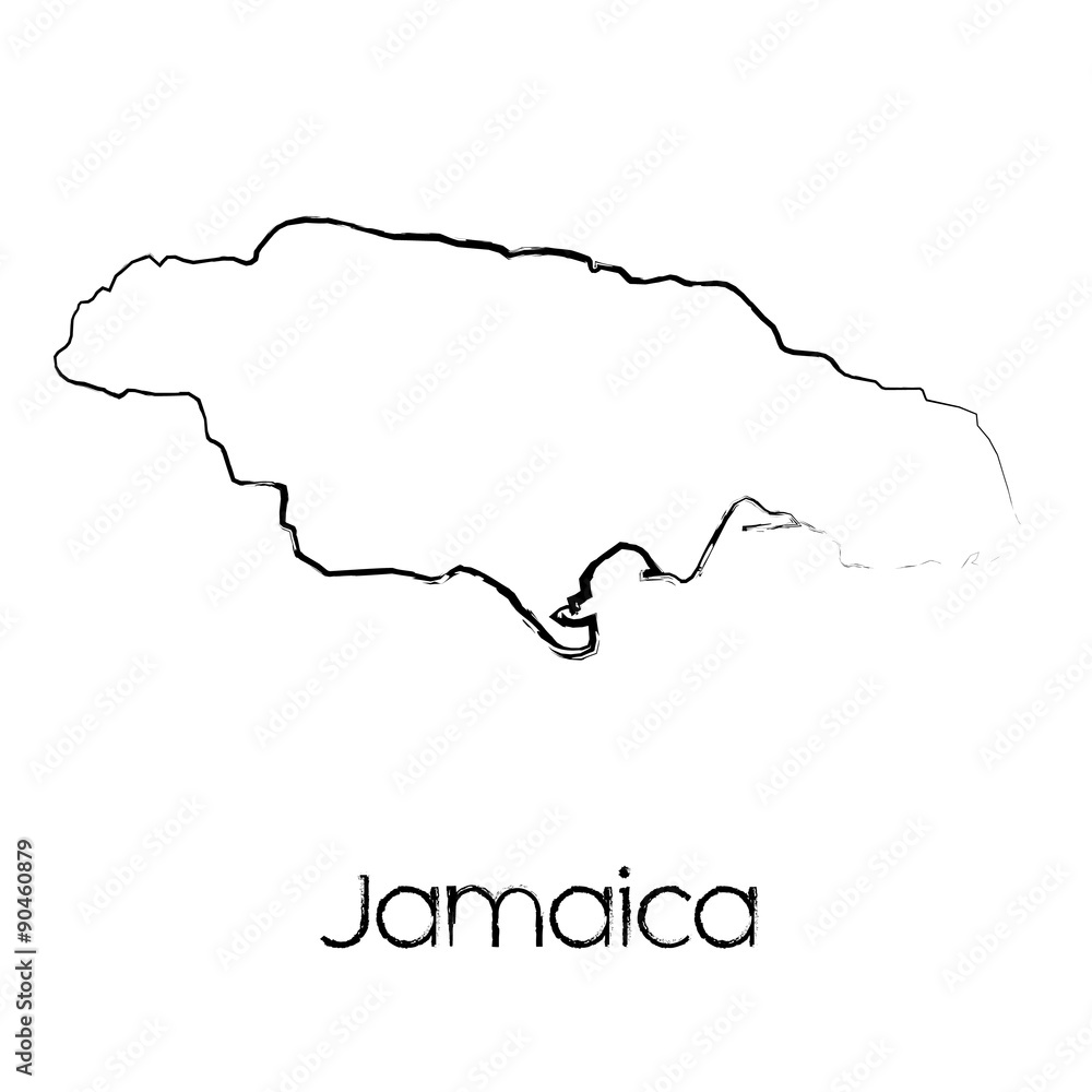 Scribbled Shape of the Country of Jamaica Scribbled Shape of the Country of Jamaica