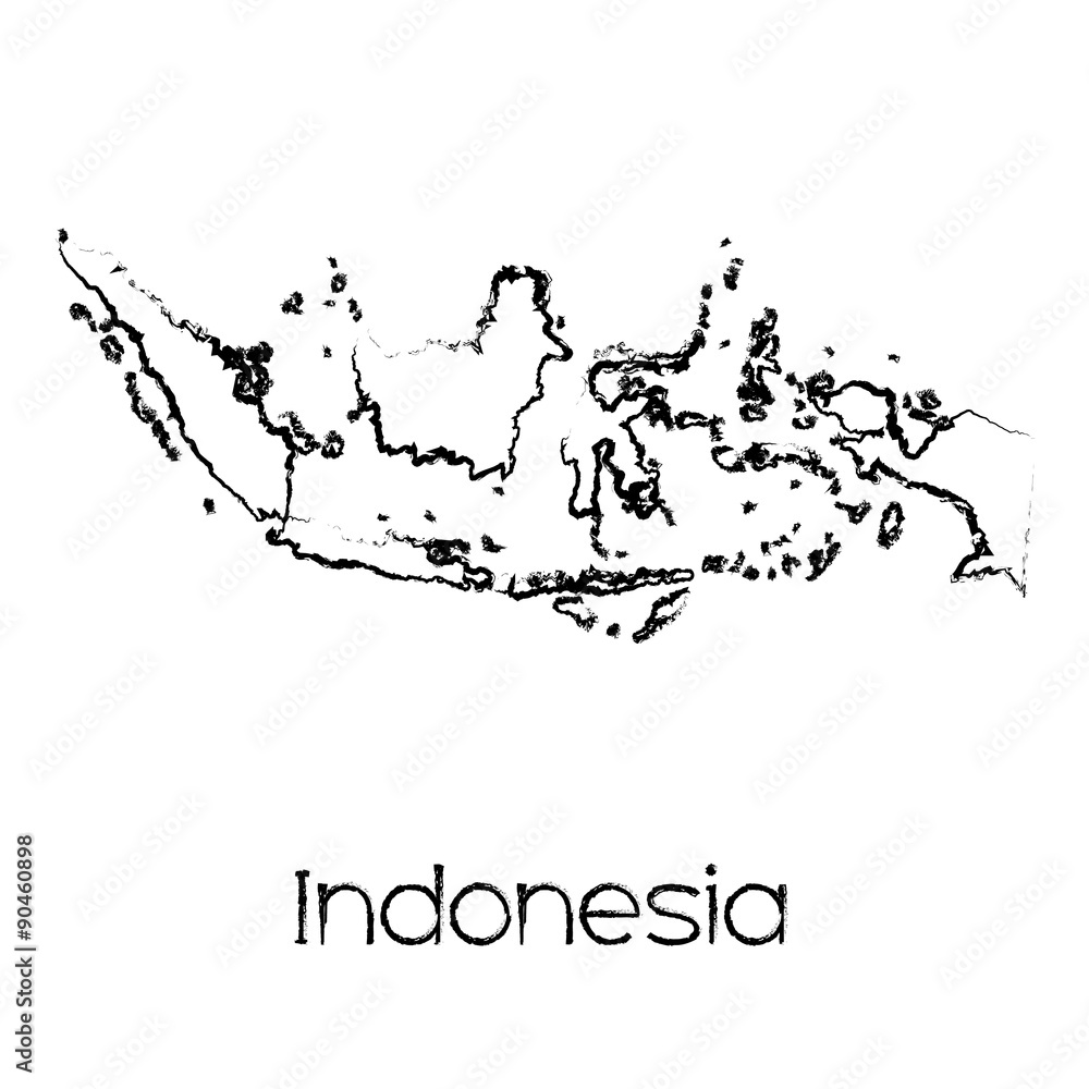 Obraz premium Scribbled Shape of the Country of Indonesia