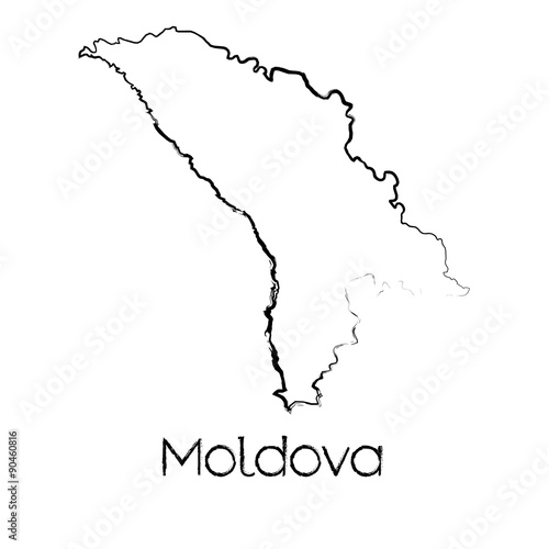 Scribbled Shape of the Country of Moldova