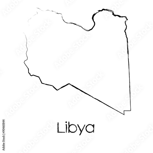 Scribbled Shape of the Country of Libya