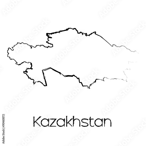 Scribbled Shape of the Country of Kazakhstan