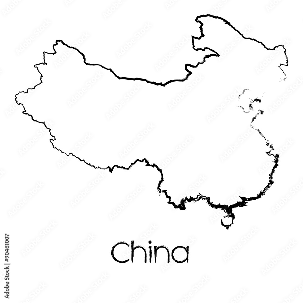 Scribbled Shape of the Country of China