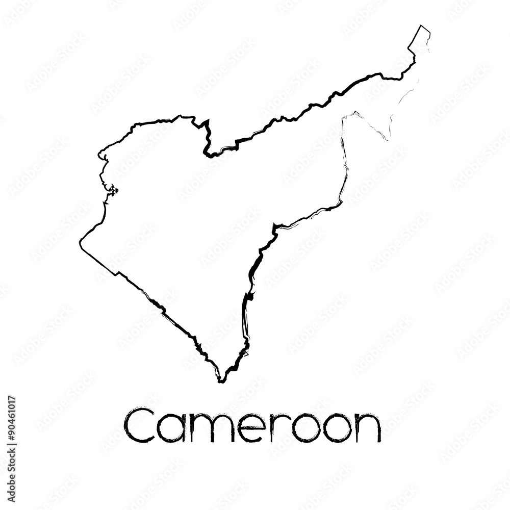 Scribbled Shape of the Country of Cameroon