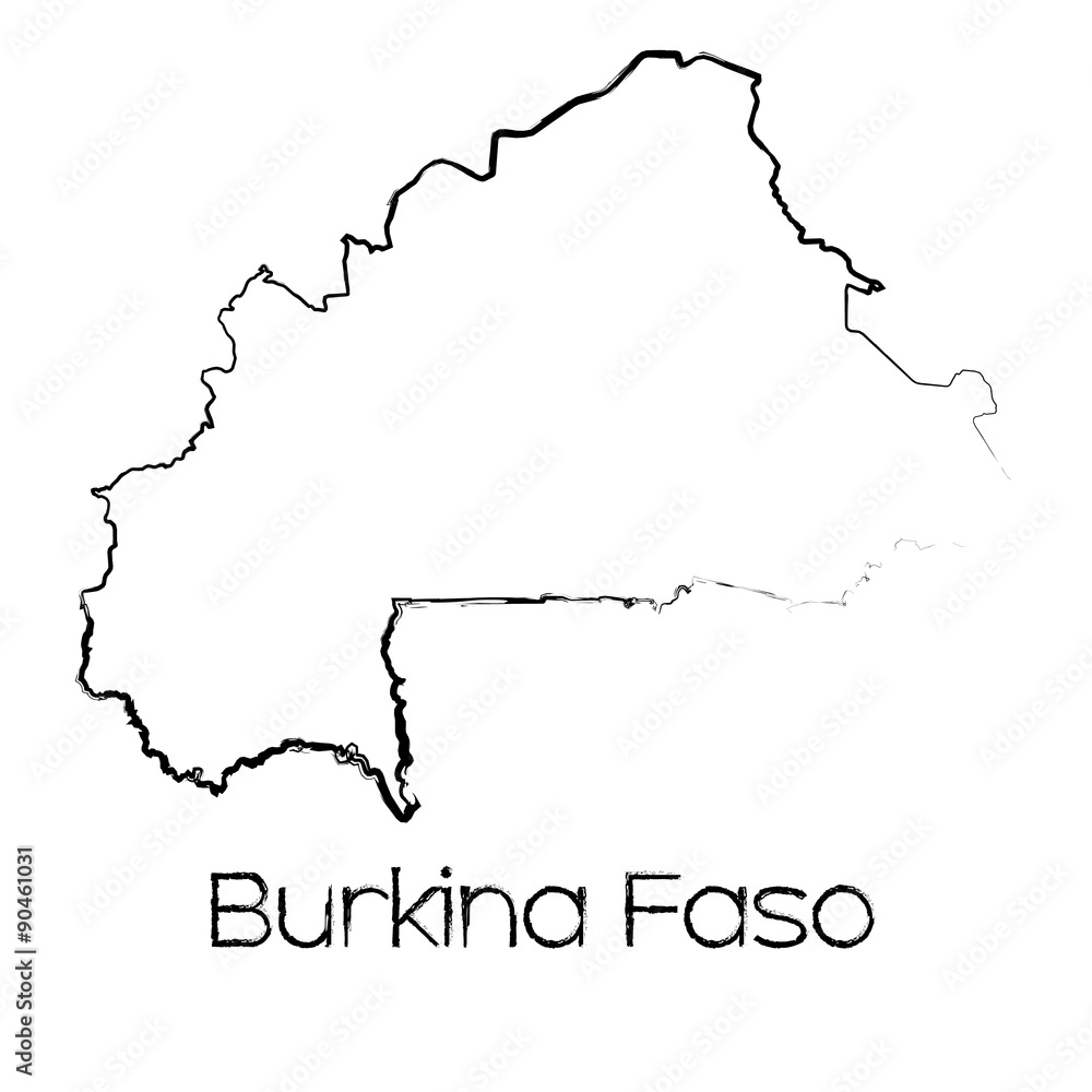 Fototapeta premium Scribbled Shape of the Country of Burkina Faso
