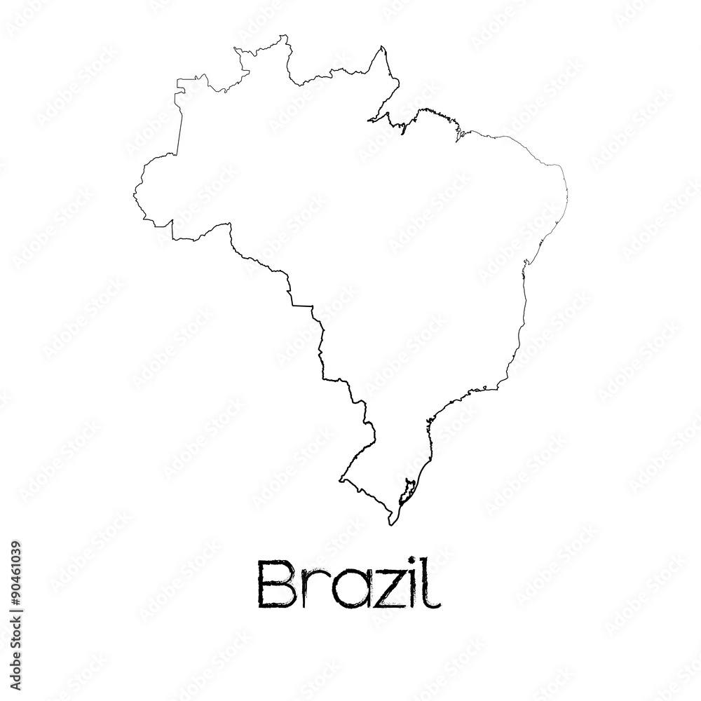 Scribbled Shape of the Country of Brazil