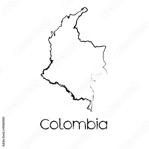 Scribbled Shape of the Country of Colombia