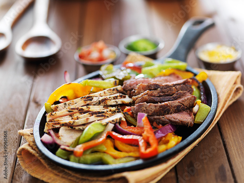 mexican fajita skillet meal with steak and chicken