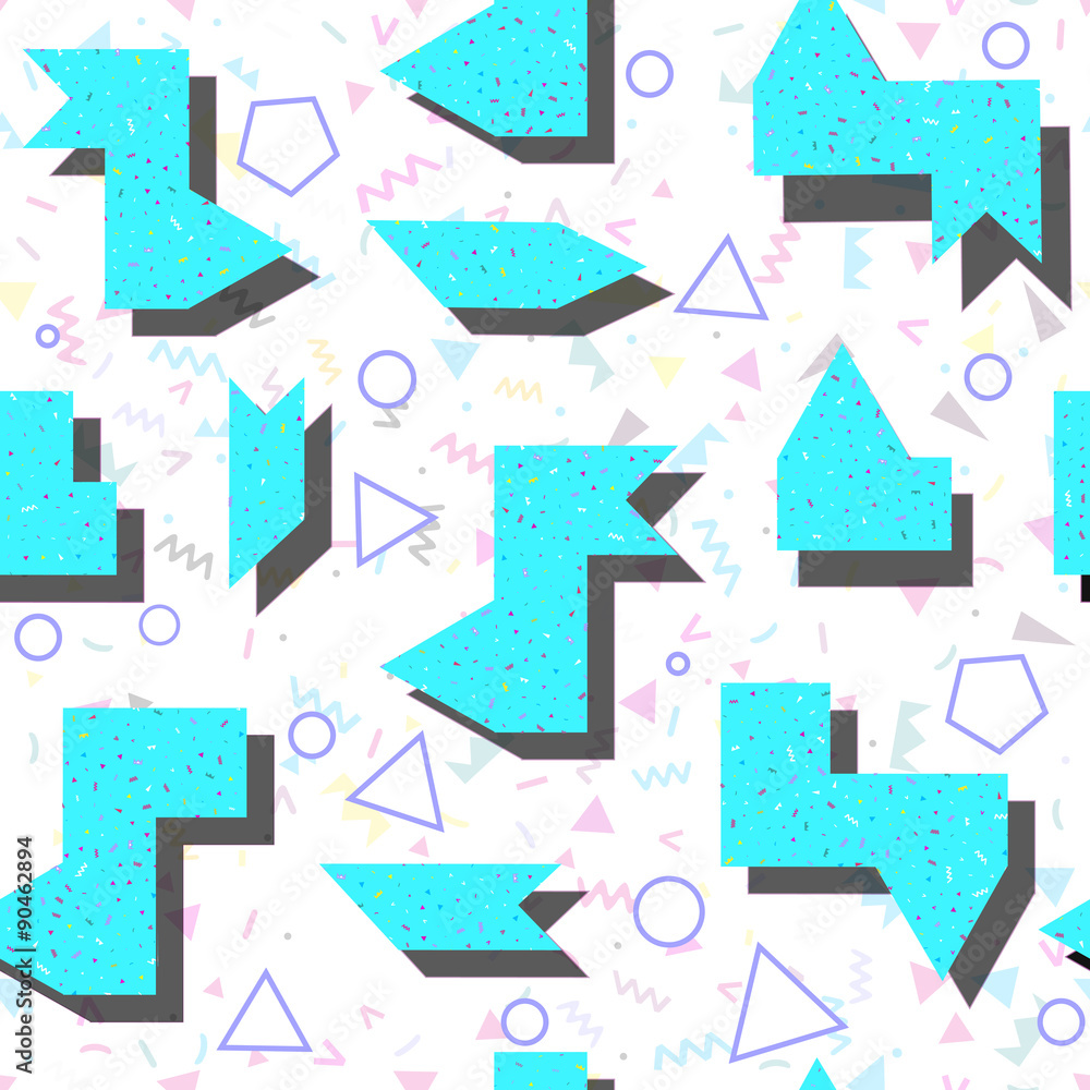 abstract bright colored geometric pattern in style of the 80