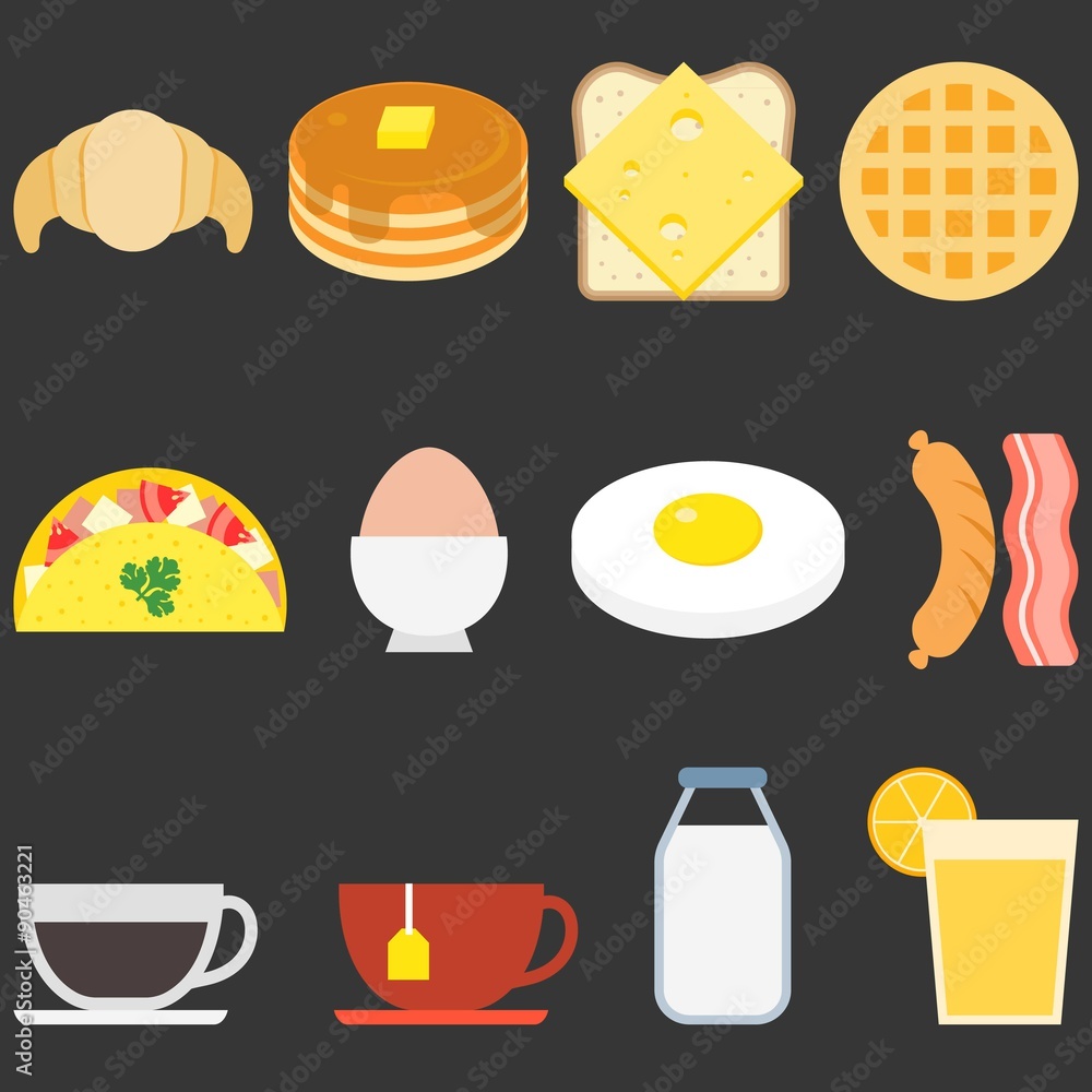 Food icons, breakfast Food icons, breakfast
