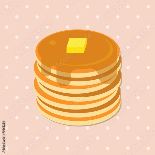 Vector Illustration of Pancakes with Syrup and Butter