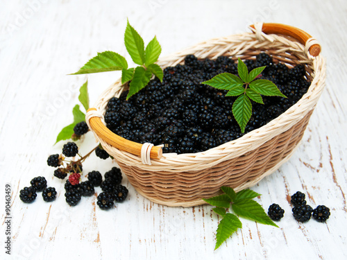 Basket with blackberries