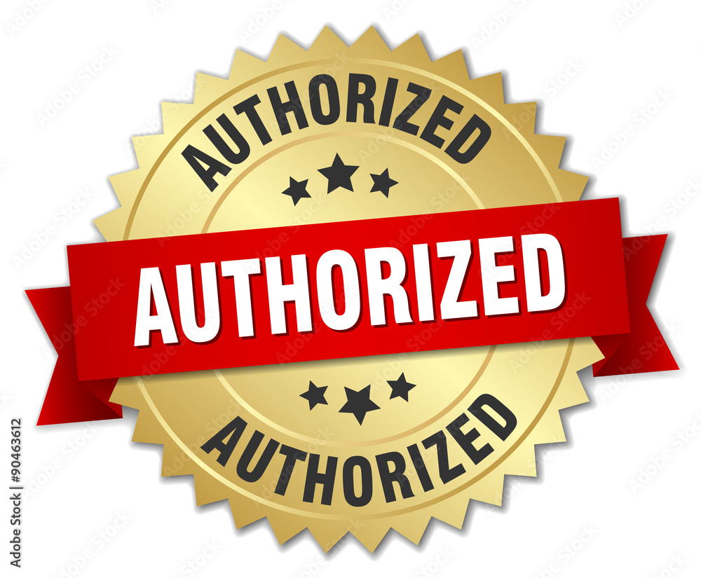 authorized 3d gold badge with red ribbon authorized 3d gold badge with red ribbon