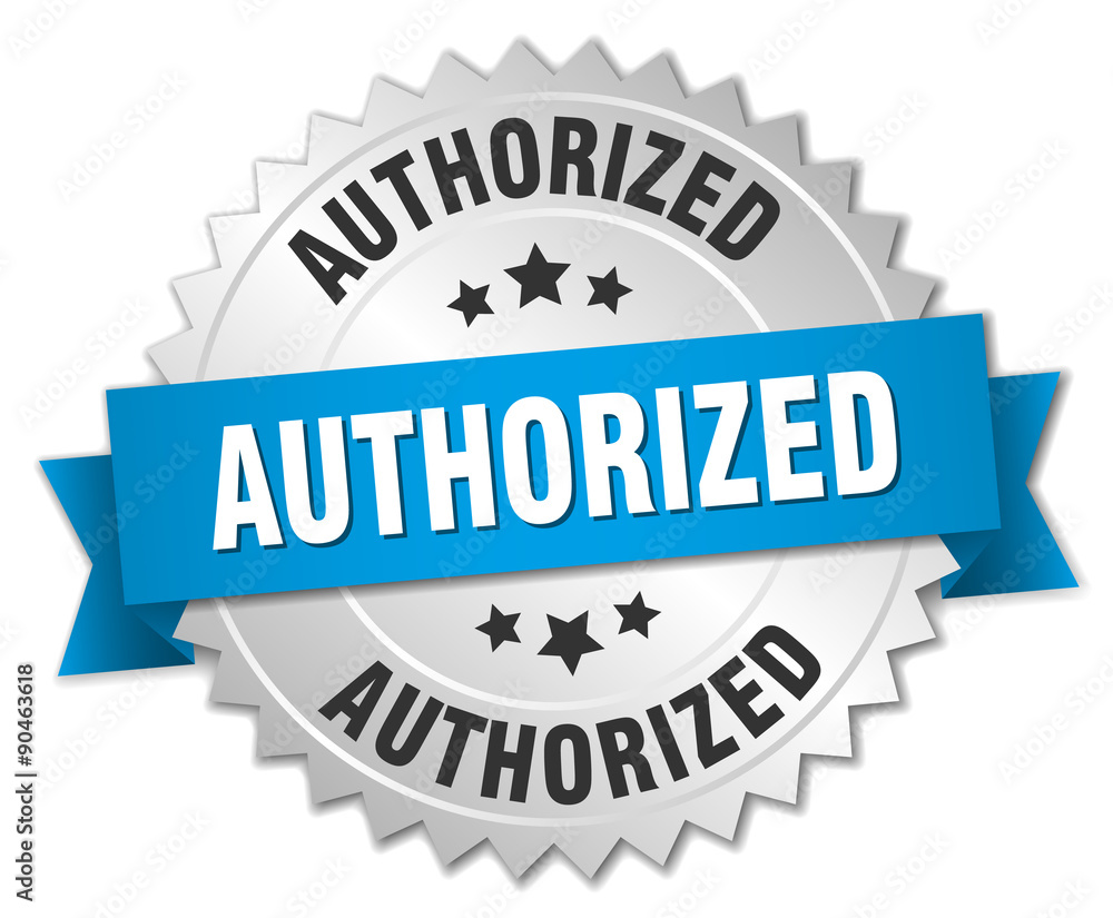 authorized 3d silver badge with blue ribbon authorized 3d silver badge with blue ribbon