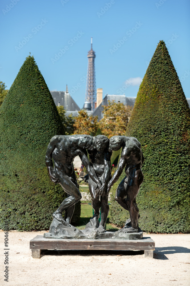 Paris - Museum Rodin. Sculpture of the Three Shades  inspired with Divine Comedy of Dante