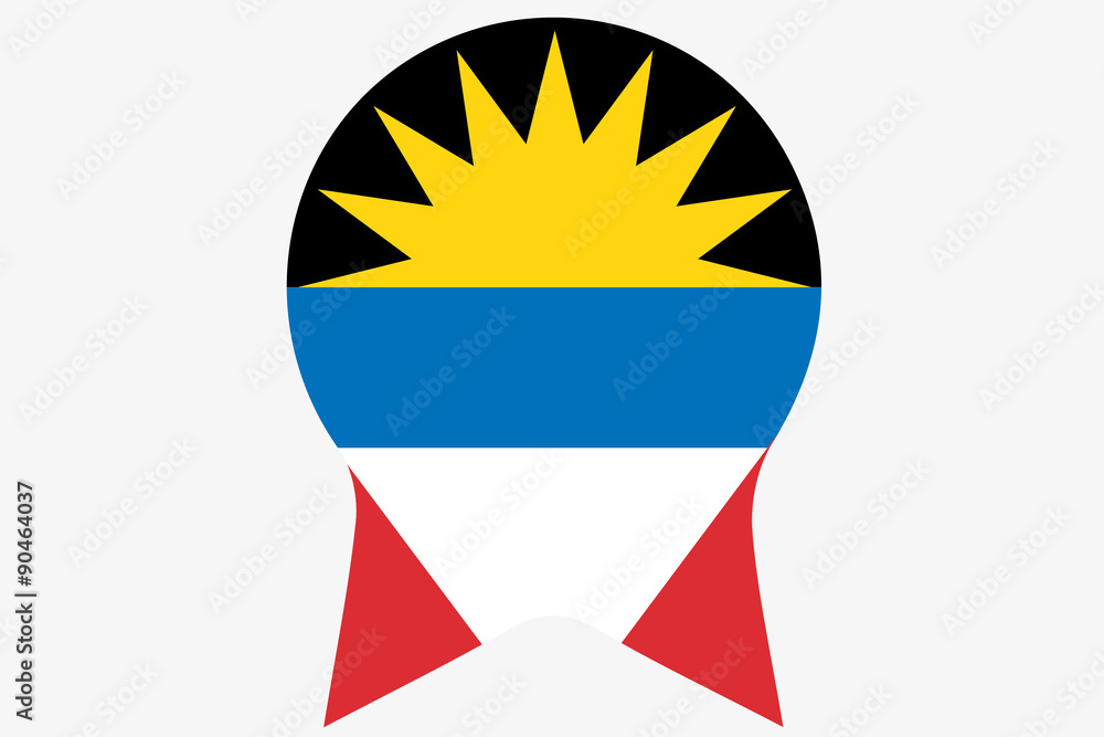 Flag Illustration inside a Rosette of the country of Antigua and Flag Illustration inside a Rosette of the country of Antigua and
