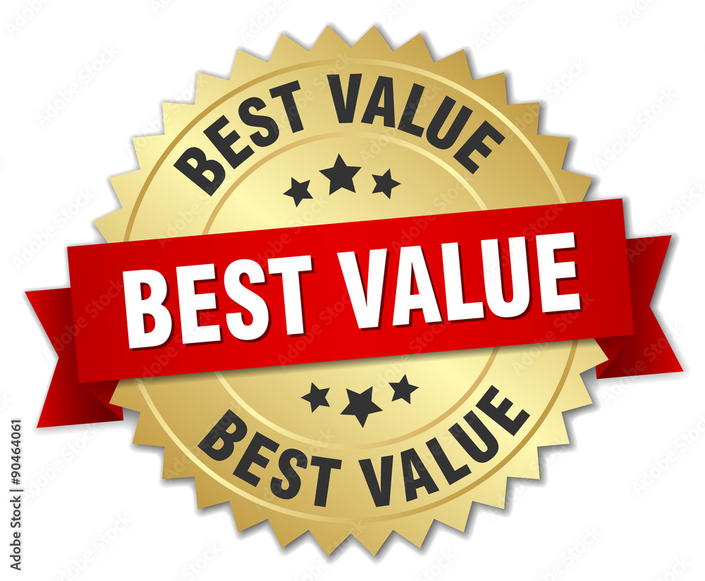 best value 3d gold badge with red ribbon