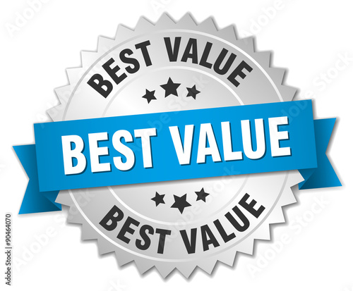 best value 3d silver badge with blue ribbon