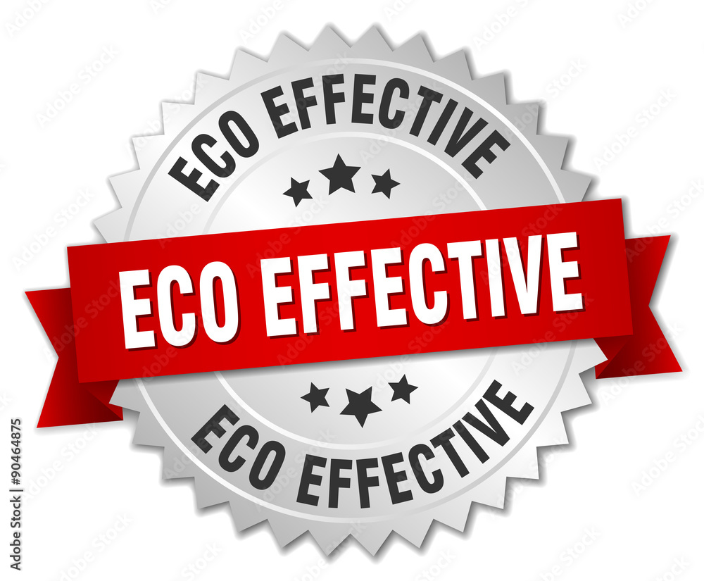 eco effective 3d silver badge with red ribbon eco effective 3d silver badge with red ribbon