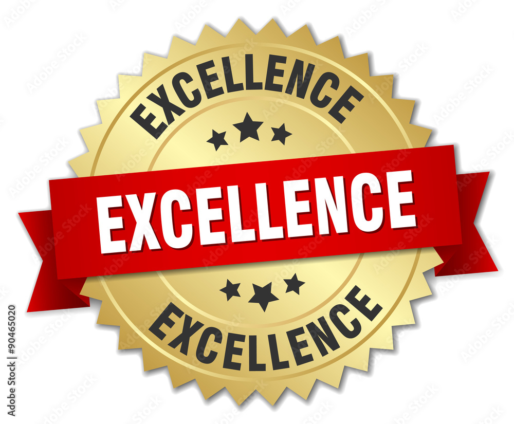 excellence 3d gold badge with red ribbon excellence 3d gold badge with red ribbon
