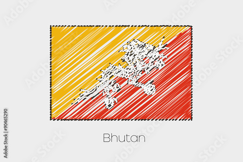 Scribbled Flag Illustration of the country of Bhutan