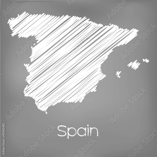 Scribbled Map of the country of Spain