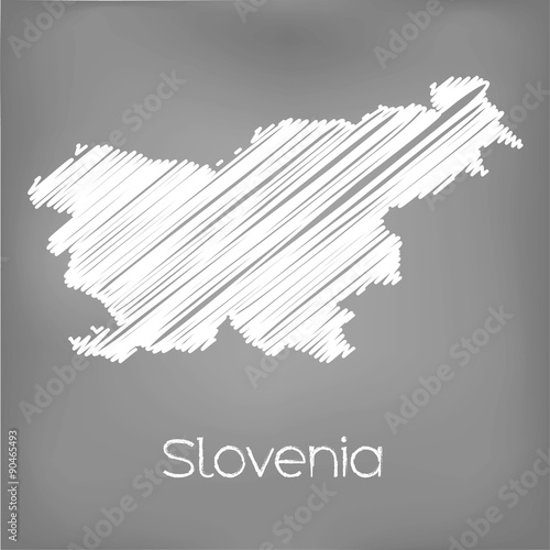 Scribbled Map of the country of Slovenia