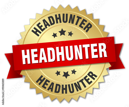 headhunter 3d gold badge with red ribbon