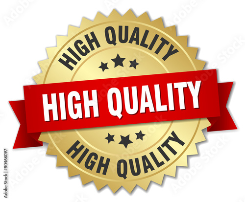 high quality 3d gold badge with red ribbon