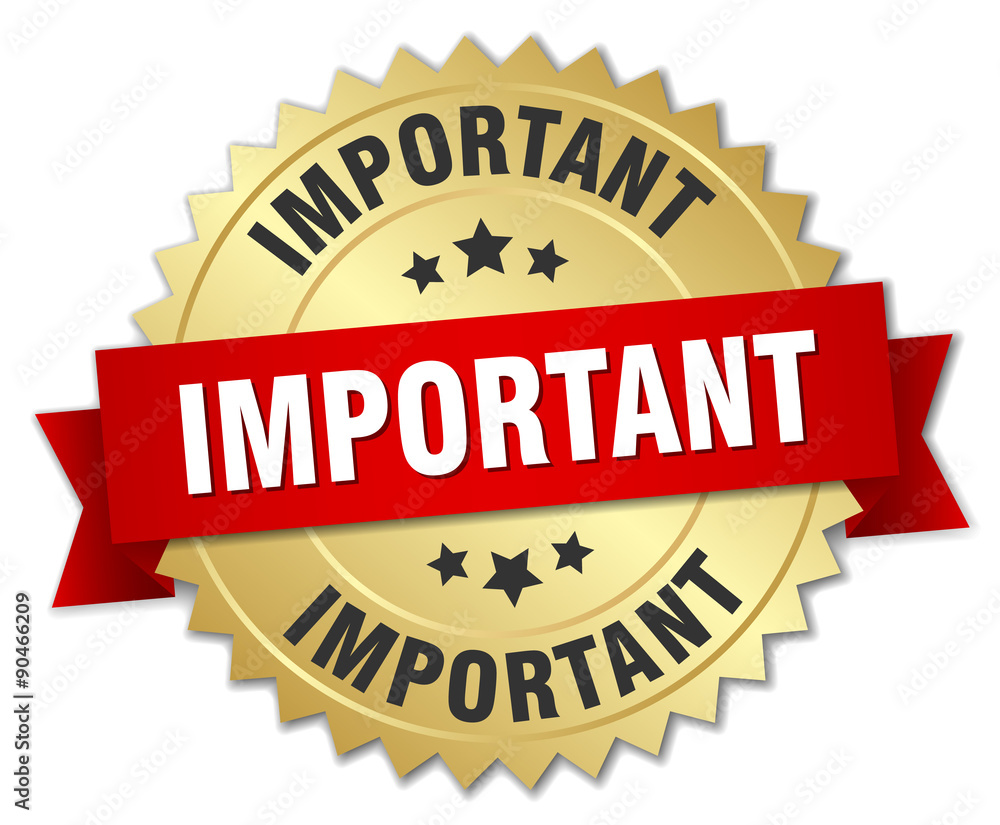 important 3d gold badge with red ribbon important 3d gold badge with red ribbon