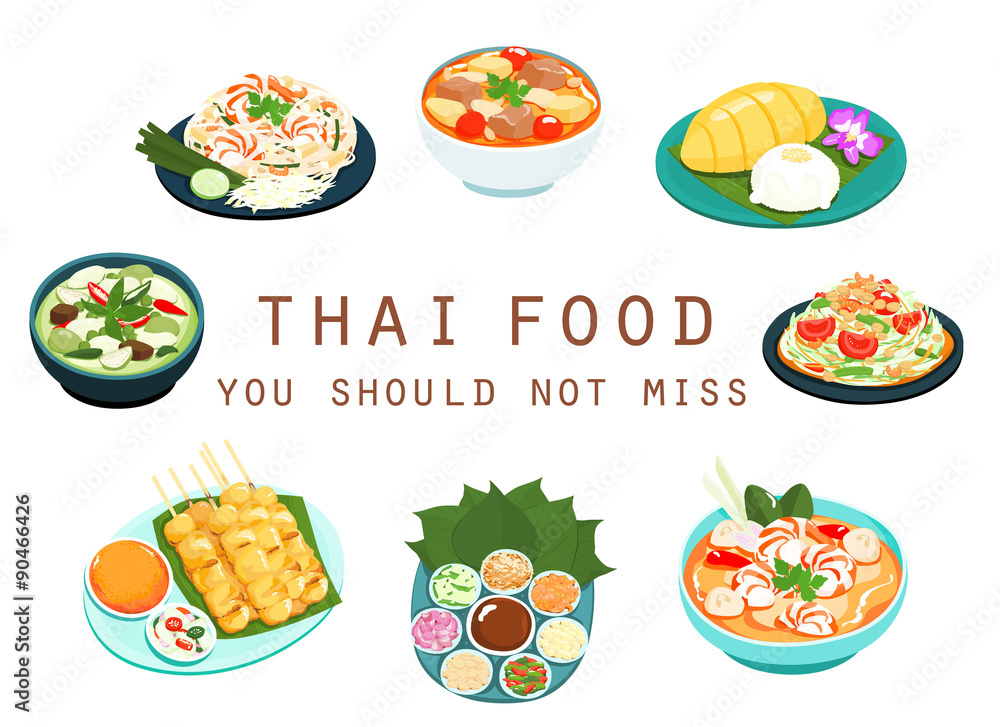 Thai food should not miss vector illustration