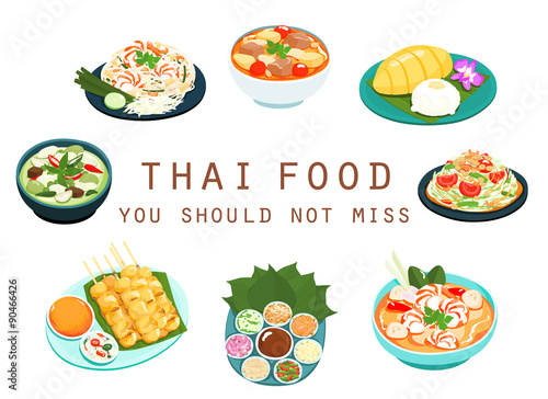 Thai food should not miss vector illustration photo