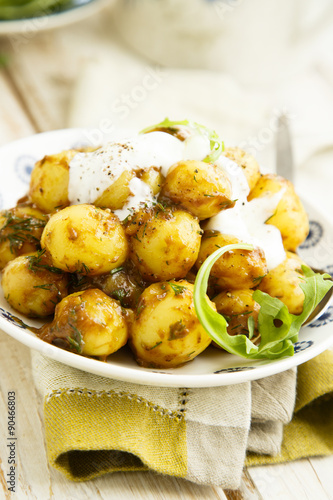 Potato salad with yogurt and indian spices