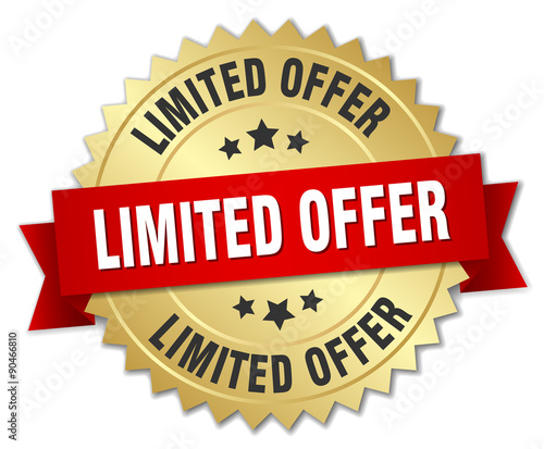limited offer 3d gold badge with red ribbon