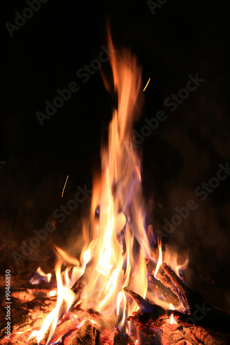 flame of hot fire in dark