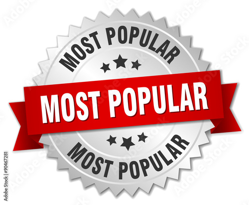 most popular 3d silver badge with red ribbon